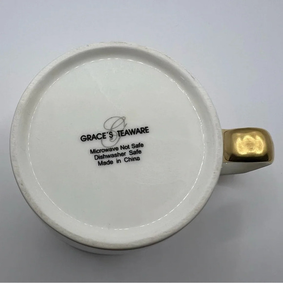 Grace's Teaware Flower Garden Mug Gold‎ Accent Handle. 12 oz. - Picture 2 of 7